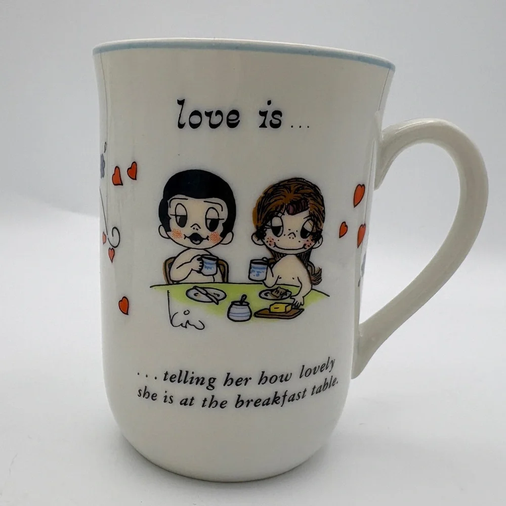 Vintage Love Is... 1972 Whimsical Ceramic Cartoon Mugs - (Set of 2)